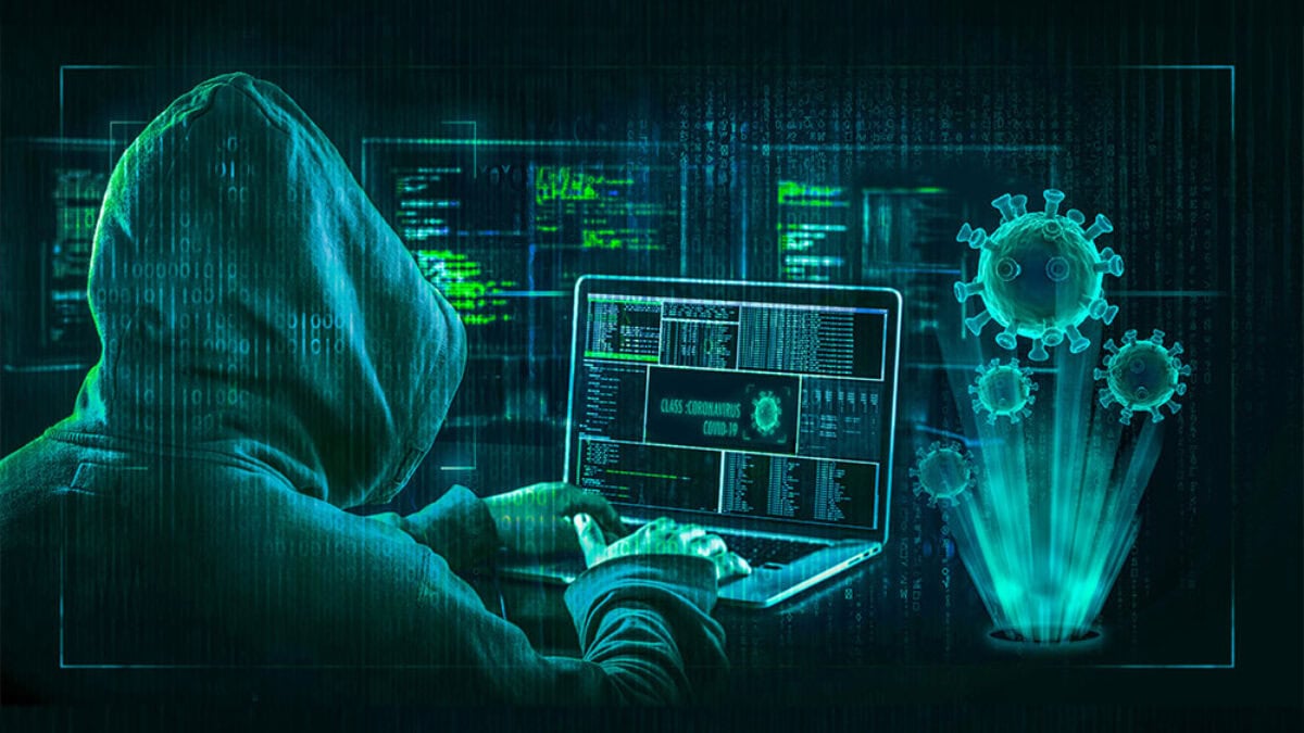 Business team collaborating in a modern office with digital security icons and network protection overlays